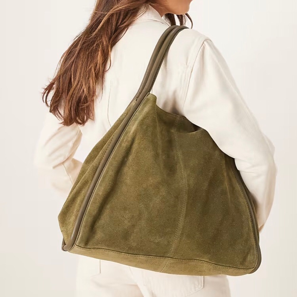 ASOS Olive Suede Hobo Tote Bag